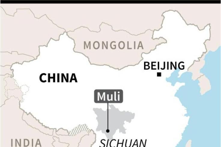 Map of China locating Muli county where over 20 firefighters died in a forest blaze, authorities said Monday.