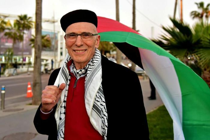 Moroccan rights activist Sion Assidon after a demonstration against the concert of French-Algerian singer Enrico Macias in Casablanca on Febuary 14, 2019