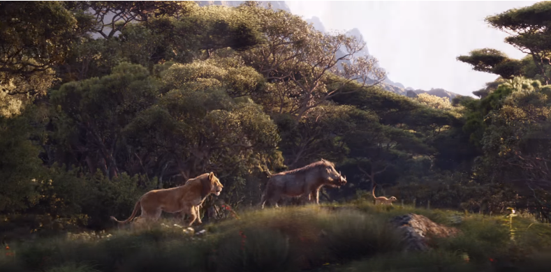Simba, Timon and Pumbaa in 'The Lion King' movie trailer [YouTube/Walt Disney]