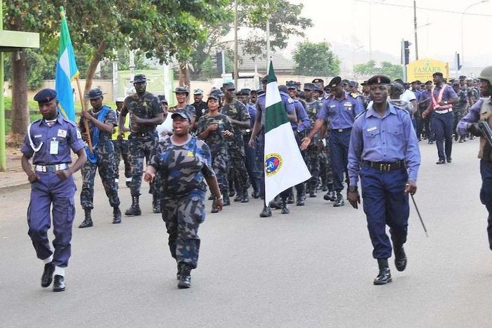 Officers of the Nigerian Navy on show of force parade [herald]