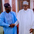 Babajide Sanwo-Olu (L), President Buhari (M), Obafemi Hamzat (R) [Twitter/@NGRPresident]