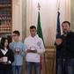 Italian Deputy Premier and Interior Minister Matteo Salvini (R) meets with five children who helped to save other children during the March 20, 2019 Milan bus attack, saying they deserve Italian nationality