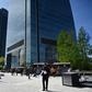 Spanish police remove a cordon outside the Torrespacio skyscraper at the Cuatro Torres (Four Towers) business park in Madrid after a bomb warning proved to be false