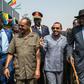 South Sudan's President Salva Kiir (2nd R) discussed his country's faltering peace process with Eritrea's President Isaias Afwerki (2nd L) and Ethiopia's Prime Minister Abiy Ahmed (C)