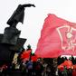 Russian Communists rally in Saint Petersburg to protest the government's social economic policy