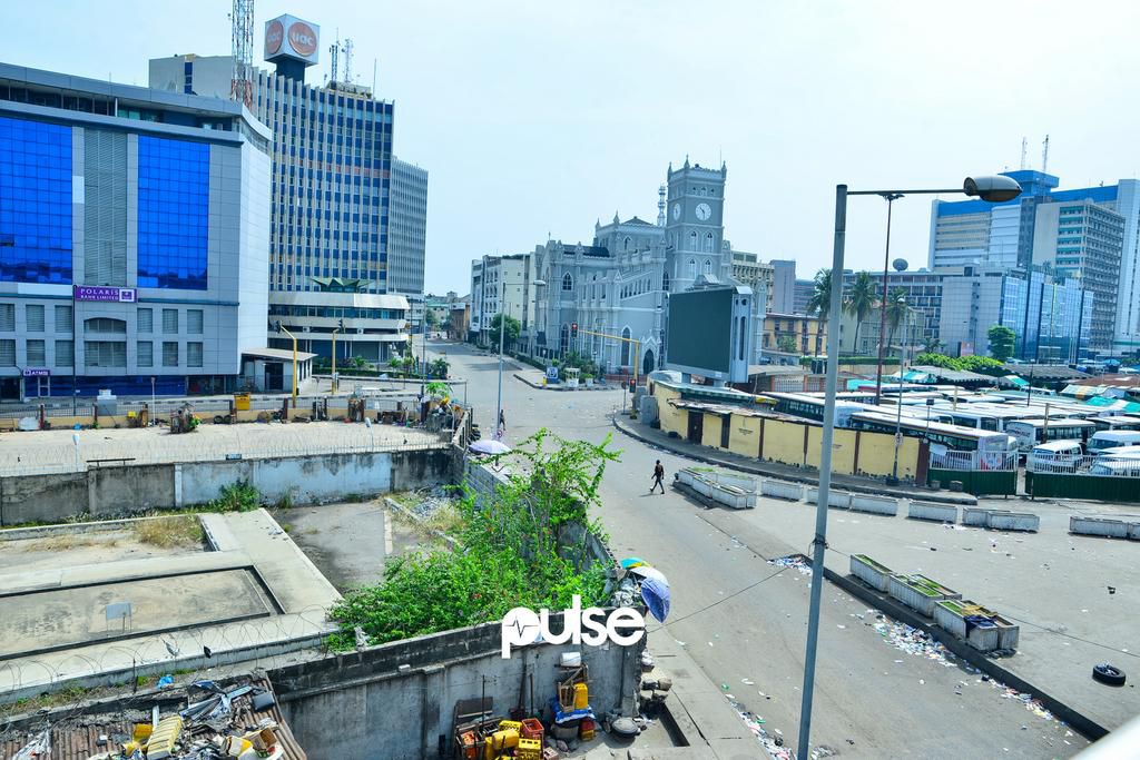 An aerial shot of Marina street showing the famous Cathedral Church of Christ built in 1946. The bustling street is predictably empty (Pulse)