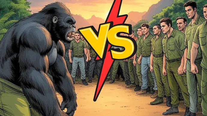 100 men vs 1 gorilla, who would win? | Pulse Nigeria