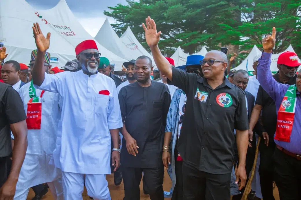 Peter Obi and Dr. George Moghalu, the Labour Party's governorship candidate in Anambra State.