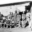 A colonial soldier (R) in German South West Africa (now Namibia) keeps a watchful eye over prisoners taken during the 1904-1908 war against the Herero and Nama people