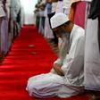 Sri Lankan Muslim men attended prayers at the Maligawatta Jumma Mosque in Colombo
