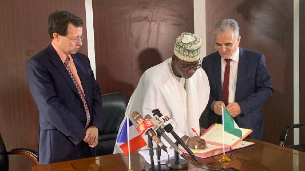 L-R: Mr Jerome Pasquier, French Ambassador in Nigeria, Adedayo Thomas, ED NFVCB and Arnand Durnon, Director of Institute Francaise. [NAN]