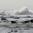 Strong wind whipped up high waves along the coast of Corsica and southeastern France