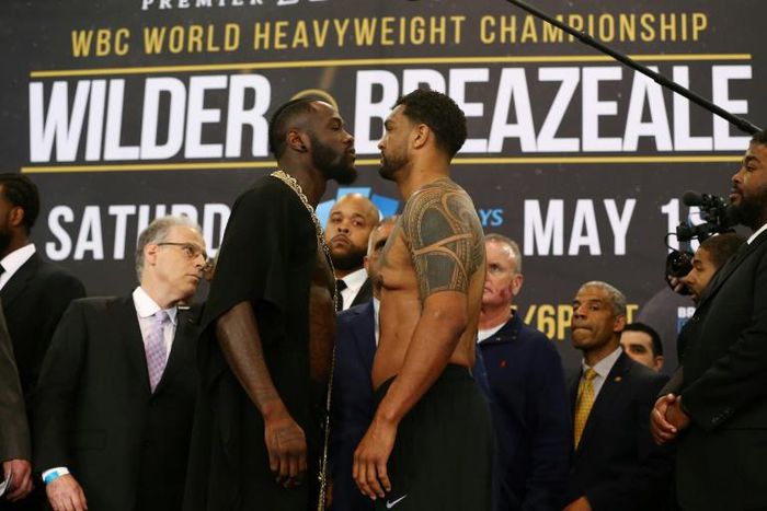 Deontay Wilder and Dominic Breazeale face off ahead of their heavyweight showdown on Saturday