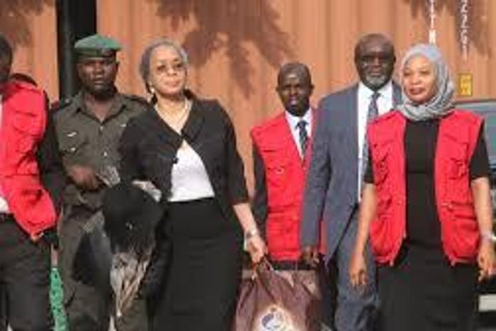 Justice Ofili-Ajumogobia being led by EFCC officials [morningmail]