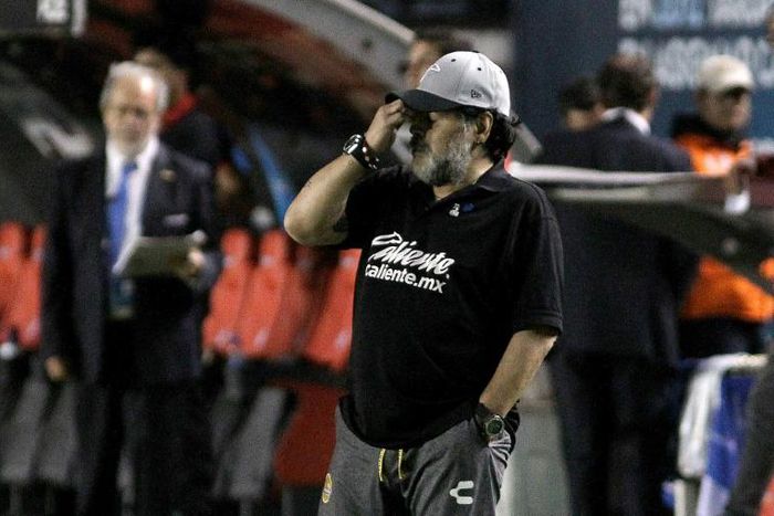 Diego Maradona watched his Dorados team lose the Mexican second-division final against San Luis.