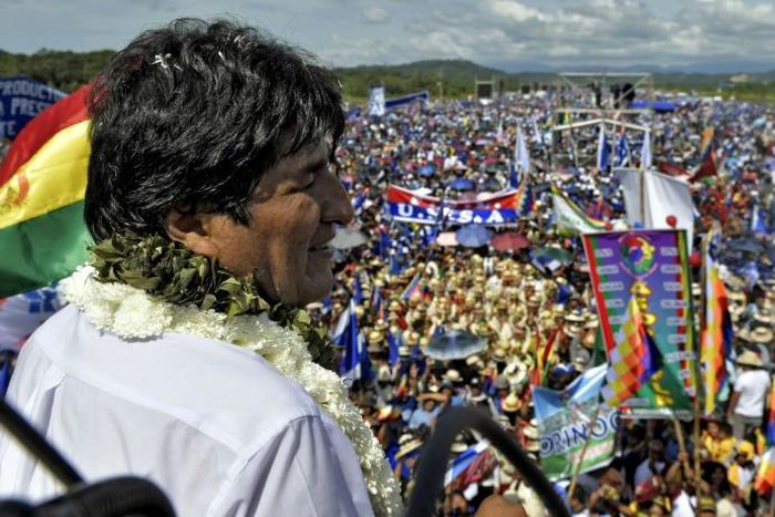 A huge crowd turned out to see Bolivian President Evo Morales launch his campaign for re-election in Chimore, Cochabamba on May 18, 2019