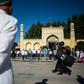 Muslim men arrive at a mosque in the old town of Kashgar in China's Xinjiang region, where UN experts say as many as one million Uighurs and other Muslim minorities are being held in camps