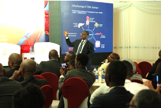 Prof Sunny Chinenye (University of Port Harcourt Teaching Hospital, Port Harcourt) during his presentation at the Novartis International Cardio-Metabolic Summit in Lagos, Nigeria