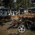 Motorbikes burnt during an attack outside an Ebola treatment centre in Butembo, the epicentre of the latest outbreak