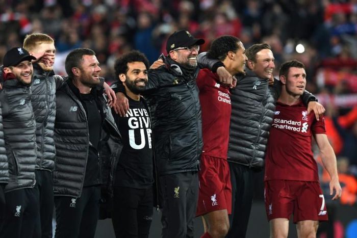 Liverpool's stars celebrate their incredible fightback against Barcelona