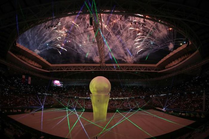 Fireworks and performance ahead of the maiden match staged at Qatar's World Cup 2022-hosting Al-Wakrah stadium
