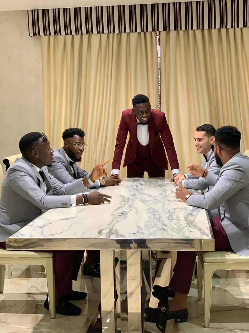 Wilfred Ndidi and his groomsmen (Pulse Nigeria)