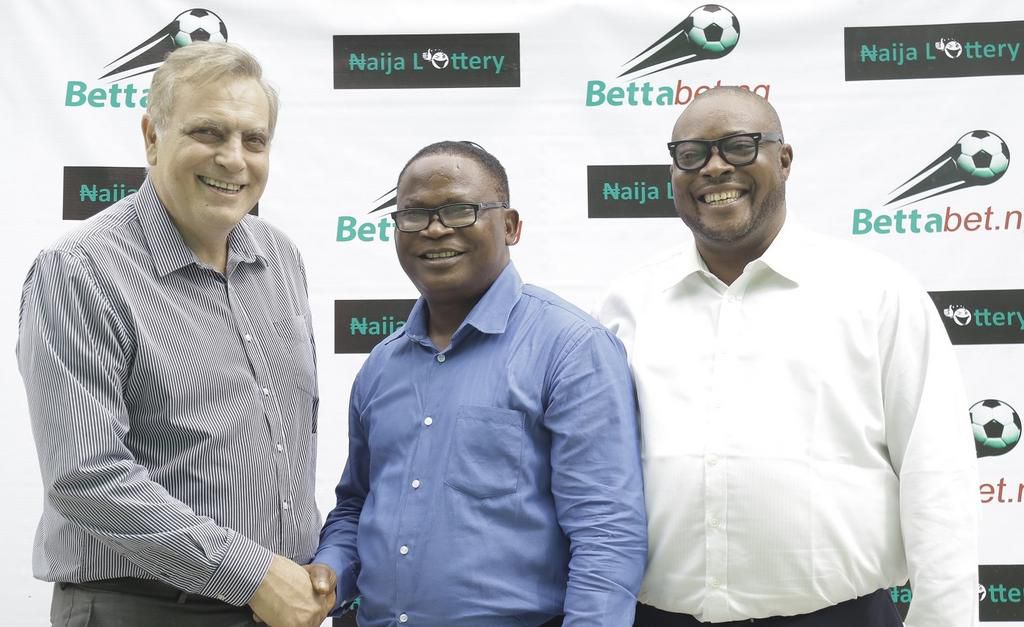L-R: Managing Director, International Lottery & Gaming Limited, Manolis Lambrakis; Marketing Director, Mike Ogor; and Head of Finance, International Lottery & Gaming Limited, Victor Ogunleye during the launch of Bettabet.ng, a gaming platform in Lagos…...