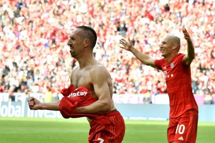 Franck Ribery and Arjen Robben both scored in their final game at the Allianz Arena on Saturday