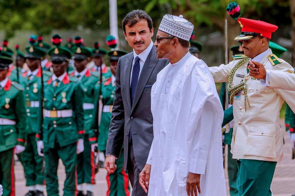 President Muhammadu Buhari holds a closed-door meeting with Emir of Qatar, His Highness Tamim Bin Hamad [Twitter@BashirAhmaad]
