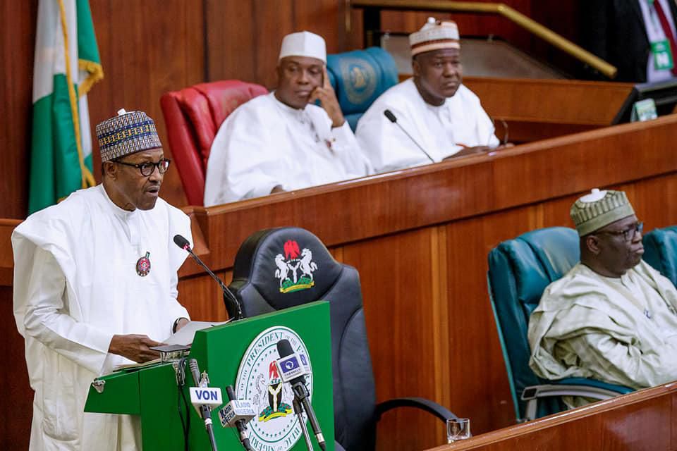President Buhari addressing Nigerian lawmakers during 2019 budget presentation in Abuja, December 19, 2018.
