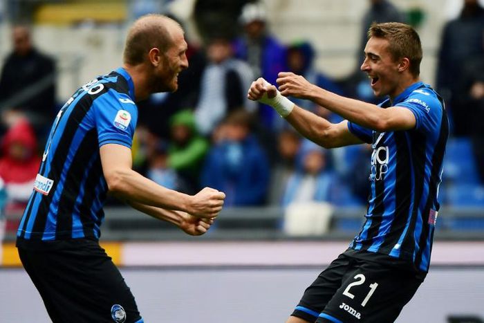 Belgian defender Timothy Castagne (R) scored Atalanta's second goal