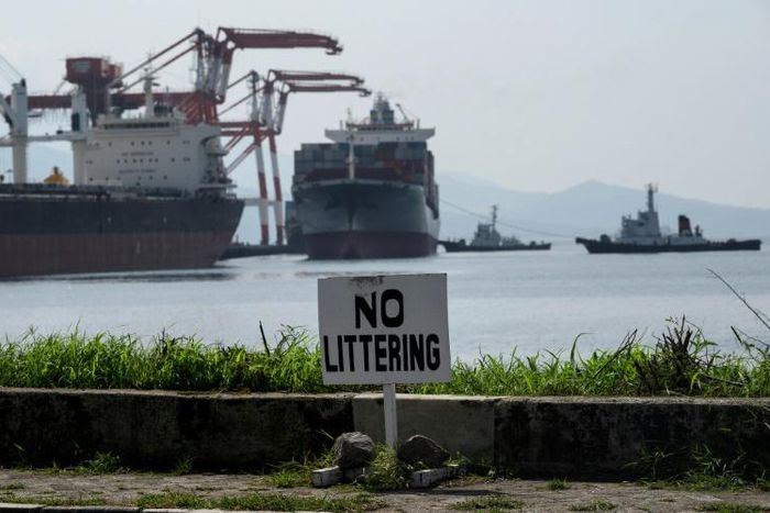 Container ship MV Bavaria, hired by Canada to take its trash back, arrives at Subic Bay in the Philippines