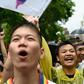 Gay marriage supporters cheered as it emerged lawmakers had approved much of their demands