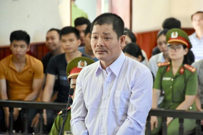 Le Quoc Binh in court during his trial in Binh Dinh province