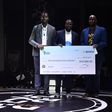 L-R: Uche Okafor; Regional Manager, West Africa, Bolt, Oghenetega Lortim; Start-up winner and Founder of Gricd and Segun Adeniyi; Head Africa Fintech Foundry presenting the dummy cheque to Start-up winner