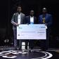 L-R: Uche Okafor; Regional Manager, West Africa, Bolt, Oghenetega Lortim; Start-up winner and Founder of Gricd and Segun Adeniyi; Head Africa Fintech Foundry presenting the dummy cheque to Start-up winner