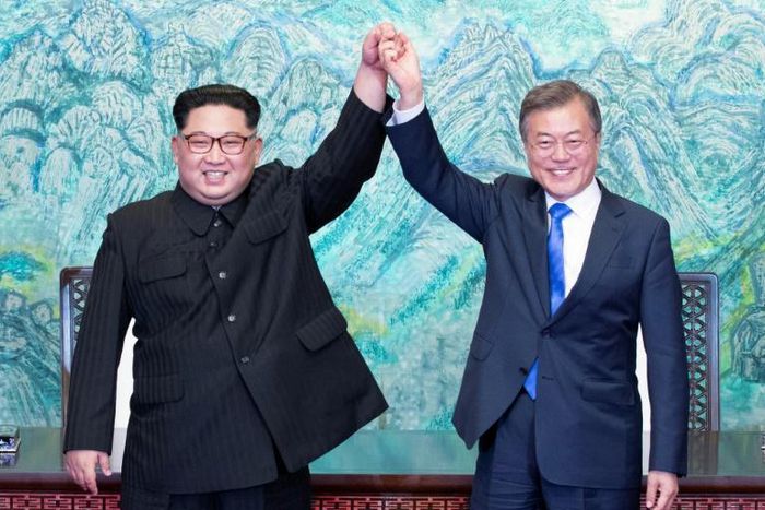 A year after Kim Jong Un (L) and South Korea's President Moon Jae-in held their first meeting, relations have cooled