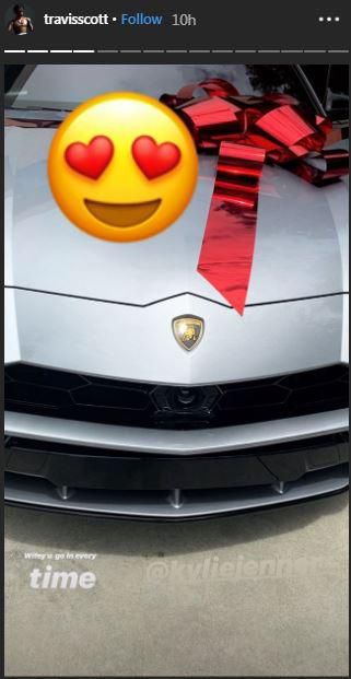 Kylie Jenner surprises Travis Sccot with Lamborghini on his birthday [Instagram/TravisScott]