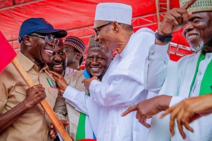 President Muhammadu Buhari has heaped praises on the National Chairman of the All Progressive Congress Comrade Adams Oshiomhole for his purposeful and tenacious leadership [adelove]