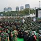Indonesian police and military personnel gather to break the Ramadan fast with Indonesia's President Joko Widodo in Jakarta on May 16, 2019. Authorities say they have arrested dozens of terror suspects ahead of the forthcoming election result announcem...