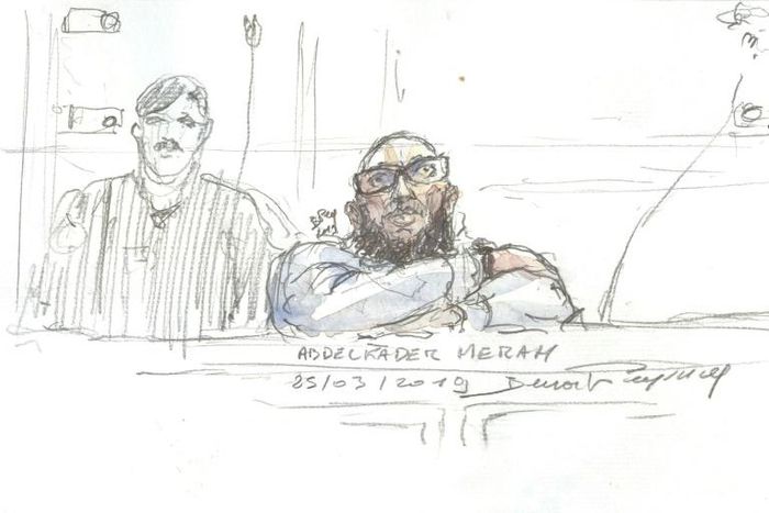 A court sketch of Abdelkader Merah who was jailed for 30 years