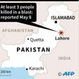 Map of Pakistan showing the second largest city Lahore where at least three people were killed in a blast reported Wednesday.