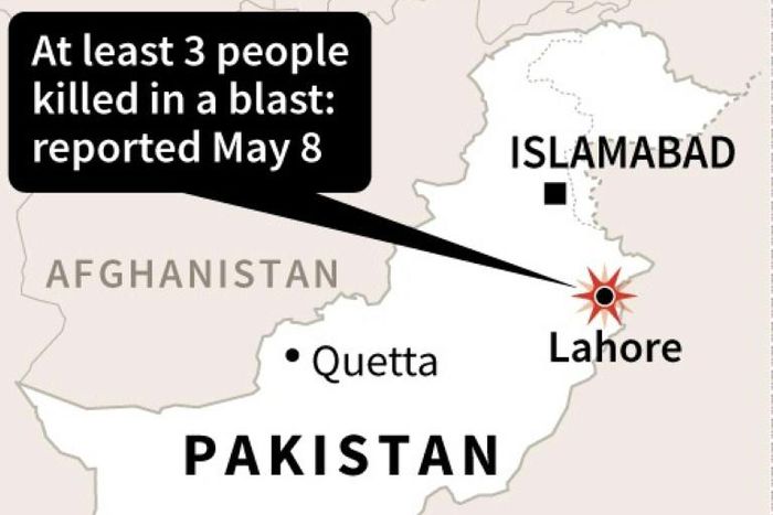 Map of Pakistan showing the second largest city Lahore where at least three people were killed in a blast reported Wednesday.