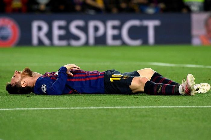 Two goals: Lionel Messi reacts at the end of the game