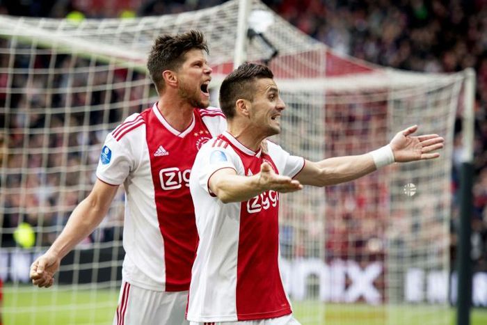 Dusan Tadic (C) scored two second-half goals as Ajax roared back to beat Utrecht