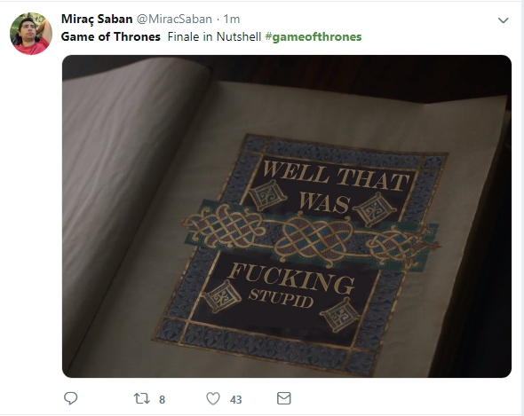 Twitter reactions after last episode of 'Game of Thrones'