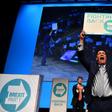 Anti-EU firebrand Nigel Farage addresses the first public rally of his new Brexit Party
