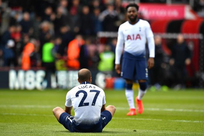 Tottenham's Lucas Moura and Danny Rose were feeling down after defeat at Bournemouth