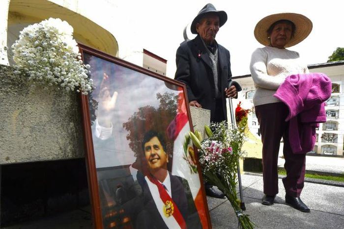 Supporters of Peruvian ex-president Alan Garcia setup a memorial at the city cemetery in Huancayo, 350 kilometres east of Lima
