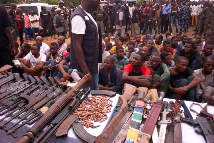 According to the police, 93 suspected kidnappers and armed robbers have been arrested in the past two weeks (Twitter/@MrSomoye)